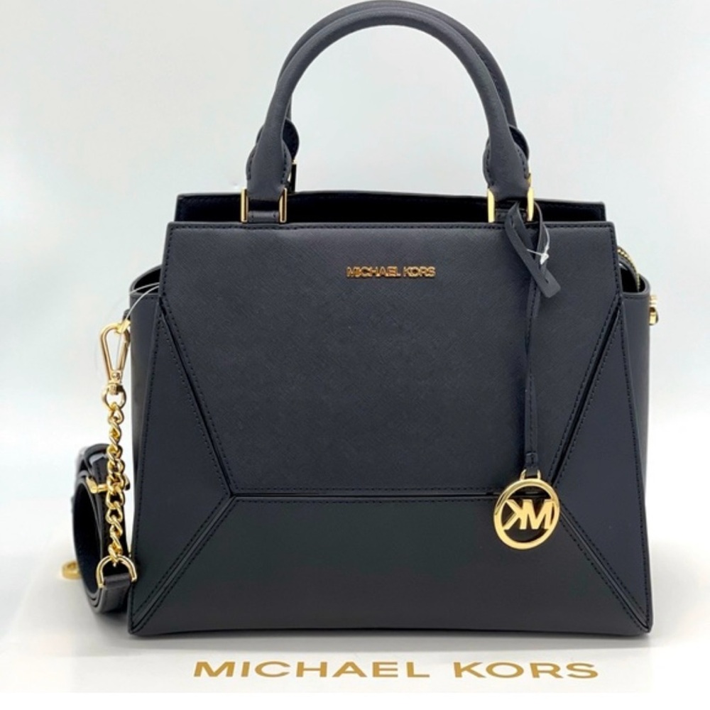 Michael Kors Black Satchel with Gold Accents